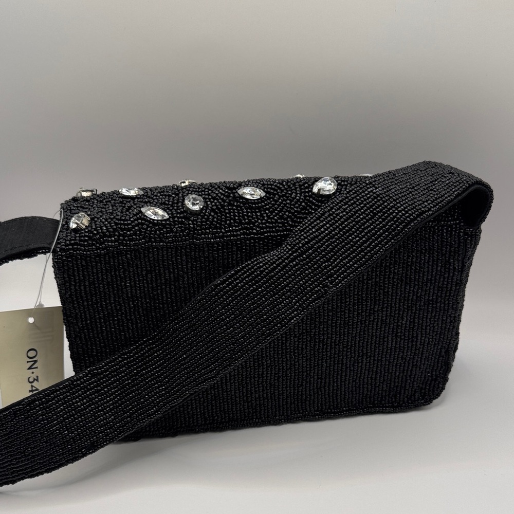 Black Beaded Crystal-Embellished Shoulder Bag - Picture 4 of 6